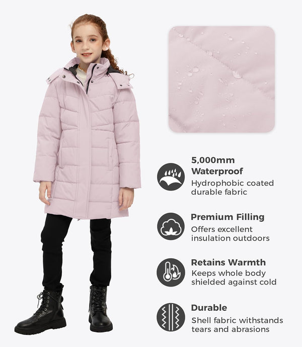 Girl'S Puffer Jacket Warm Insulated Winter Coat Lightweight Water-Resistant Padded Parka with Hood