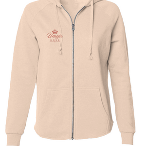 Umoja Rose Womens Lightweight Wash Zip Hoodie