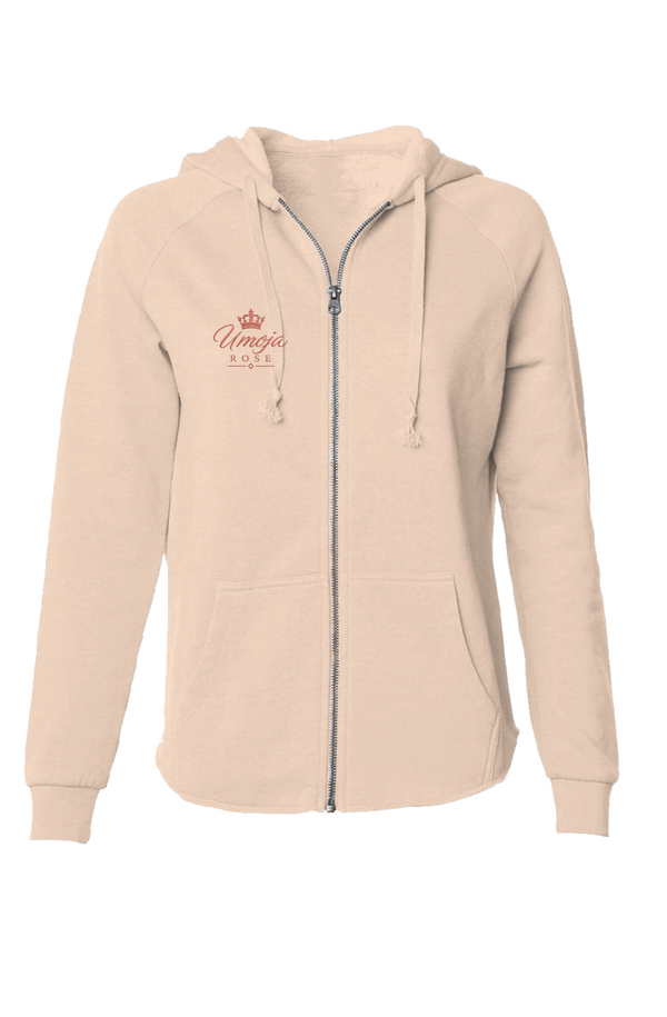 Umoja Rose Womens Lightweight Wash Zip Hoodie