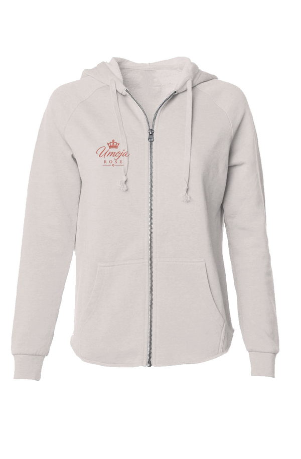 Umoja Rose Womens Lightweight Wash Zip Hoodie