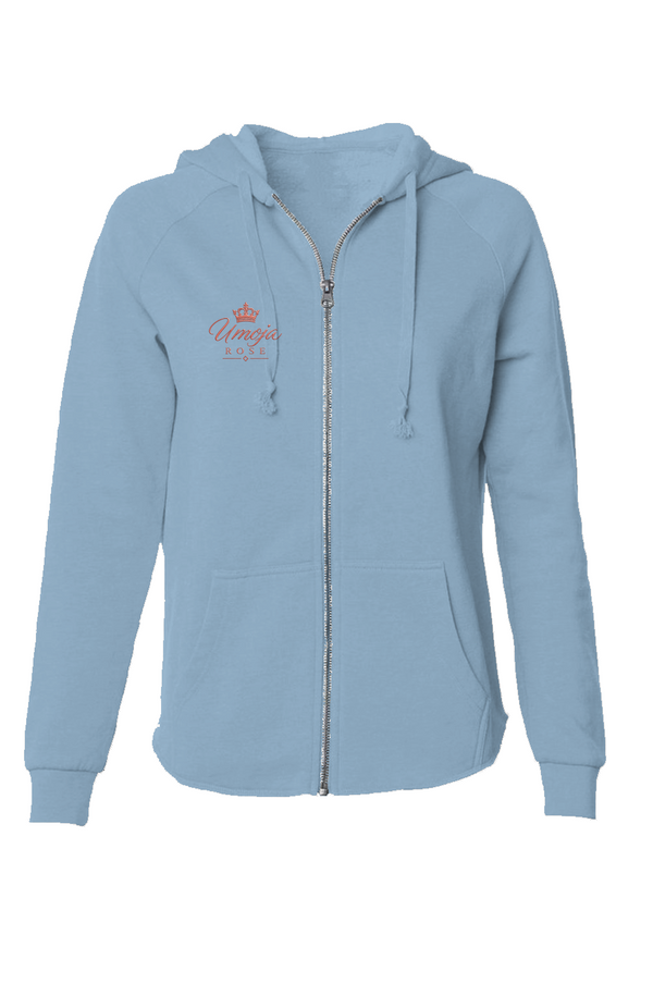 Umoja Rose Womens Lightweight Wash Zip Hoodie