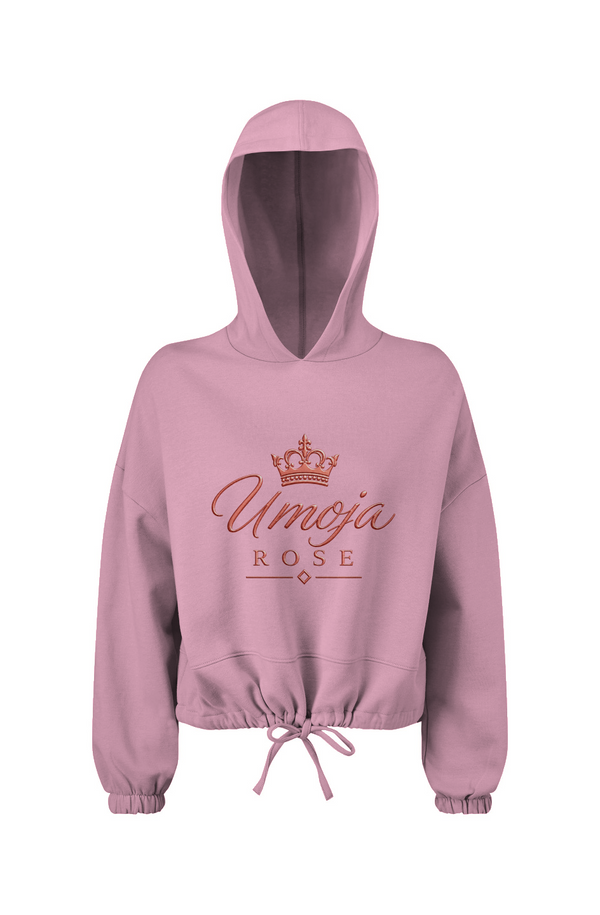 Umoja Rose Ladies' Cropped Oversize Hooded Sweatshirt