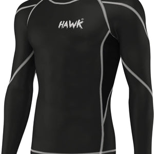 Mens Compression Shirts Base Layer Athletic Gym MMA BJJ Rash Guard No Gi Full Long Sleeve Rashguard Shirt for Men
